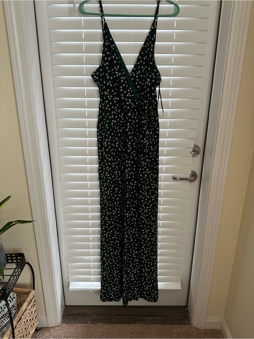 NWOT Kaileigh Green Floral Jumpsuit with White Print